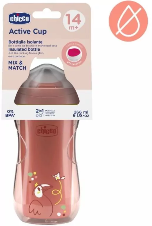 Kubek niekapek termiczny 266ml brzoskwiniowy 14m+ - tantis.pl