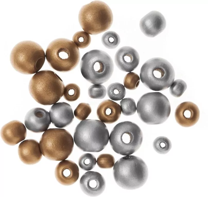 Drewniane koraliki, kulki. Gold&silver - tantis.pl