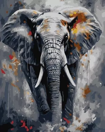 Malowanie po numerach. Majestatyczny słoń 40x50cm - tantis.pl