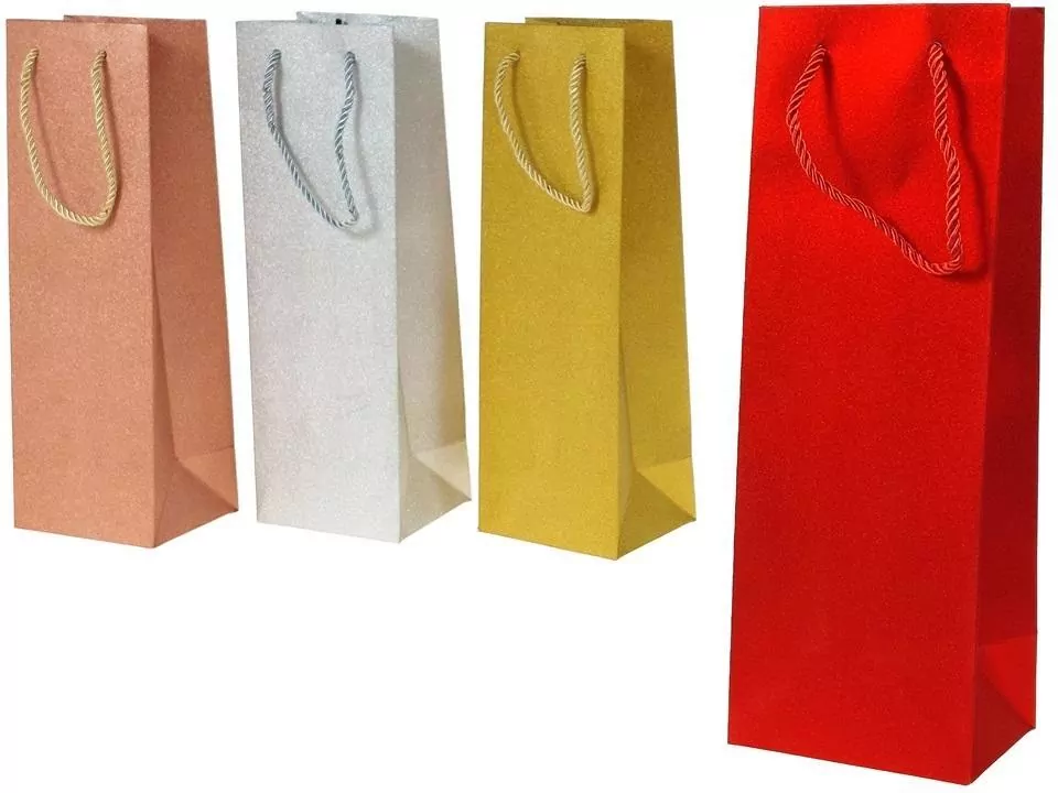 Torebka prezentowa na butelkę 35x12x10cm MIX - tantis.pl