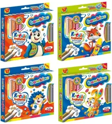 Kredki trójkątne drewniane Bambino. 12 kolorów