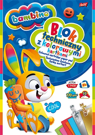 PACZKA Blok techniczny z kolorowymi kartkami A4 10k BAMBINO STANDARD (złota i srebrna kartka) 10 sztuk - tantis.pl