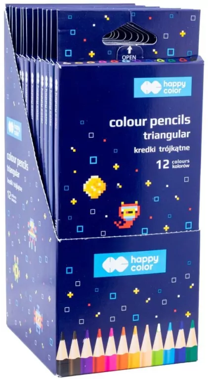 Kredki drewniane trójkątne Pixi Planet 12 kolorów - tantis.pl