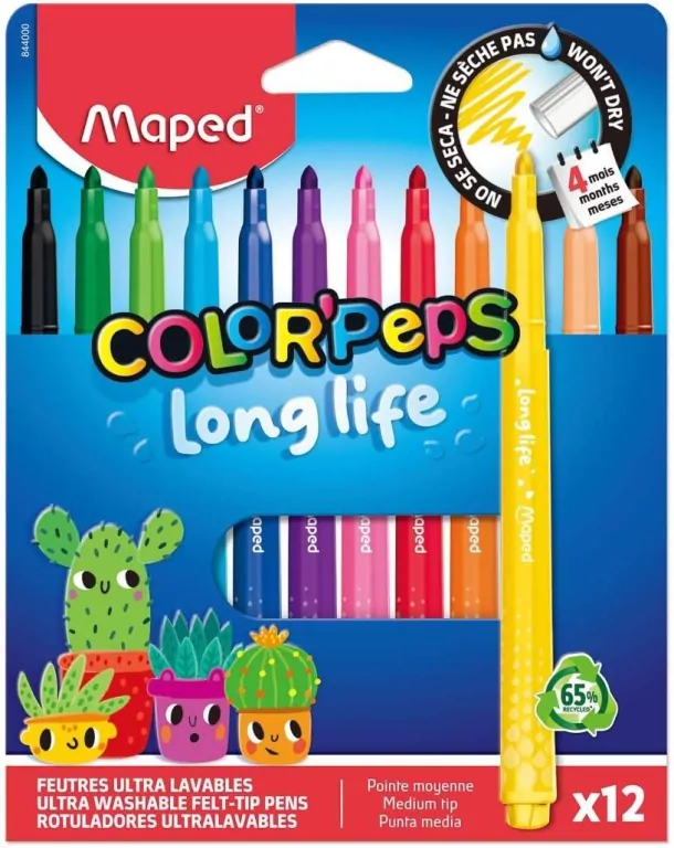 Flamastry Long Life 12kol MAPED - tantis.pl