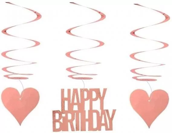 Dekoracja urodzinowa różowe świderki serca - tantis.pl