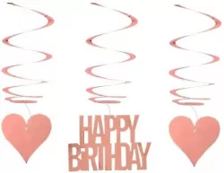 Dekoracja urodzinowa różowe świderki serca