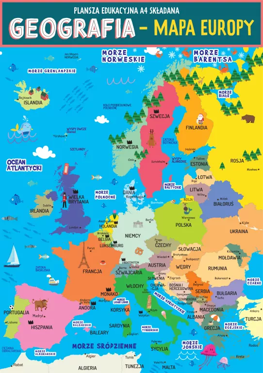 Karta edu składana geografia - Europa A4 - tantis.pl