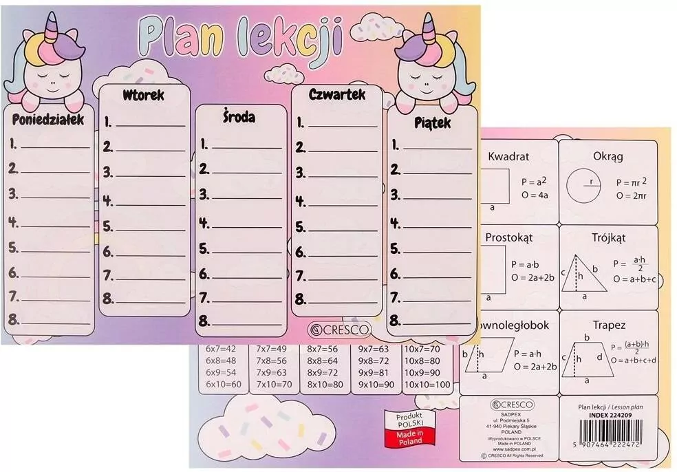 Plan lekcji A5 Jednorożec - tantis.pl