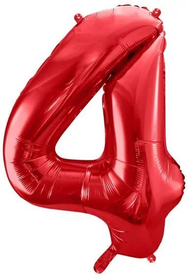 Balon foliowy cyfra 4 86cm czerwony - tantis.pl