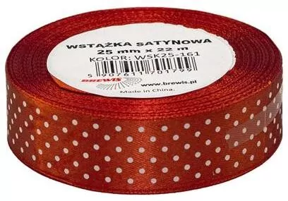 Wstążka satynowa w kropki. Ruda 25mmx22m - tantis.pl