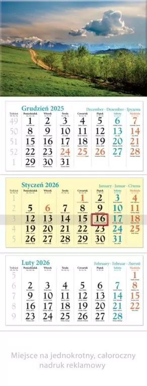 Kalendarz ścienny trójdzielny Wiosna 2026 - tantis.pl