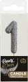 Świeczka piker 1 czarna brokatowa 11x3.5 cm - tantis.pl