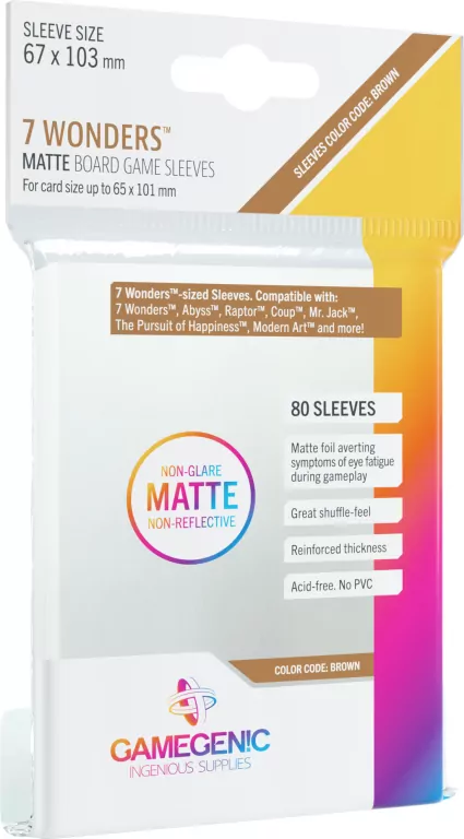 Gamegenic: Matte 7 Wonders Sleeves (67x103 mm), 80 sztuk - tantis.pl