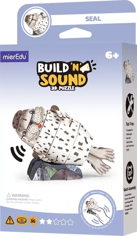 Puzzle 3D. Buduj i słuchaj - Foka - tantis.pl