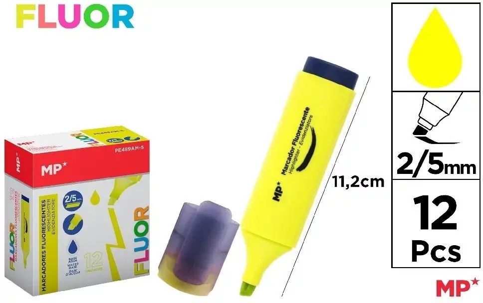 Zakreślacz fluorescencyjny 2-5mm żółty (12szt) - tantis.pl