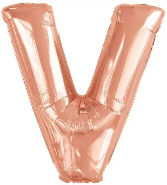 Balon foliowy litera V różowe złoto 78x86cm - tantis.pl