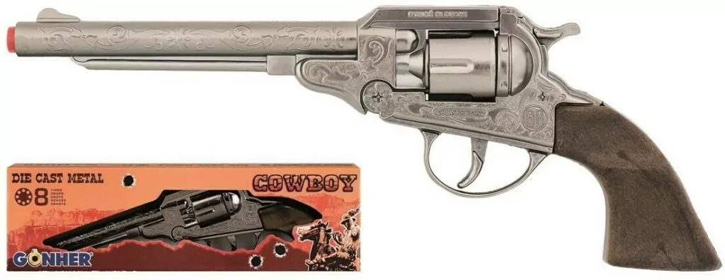 Rewolwer kowbojski metalowy 8 naboi - tantis.pl