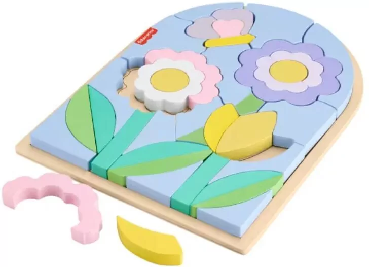 Fisher Price. Drewniane puzzle kwiaty - tantis.pl
