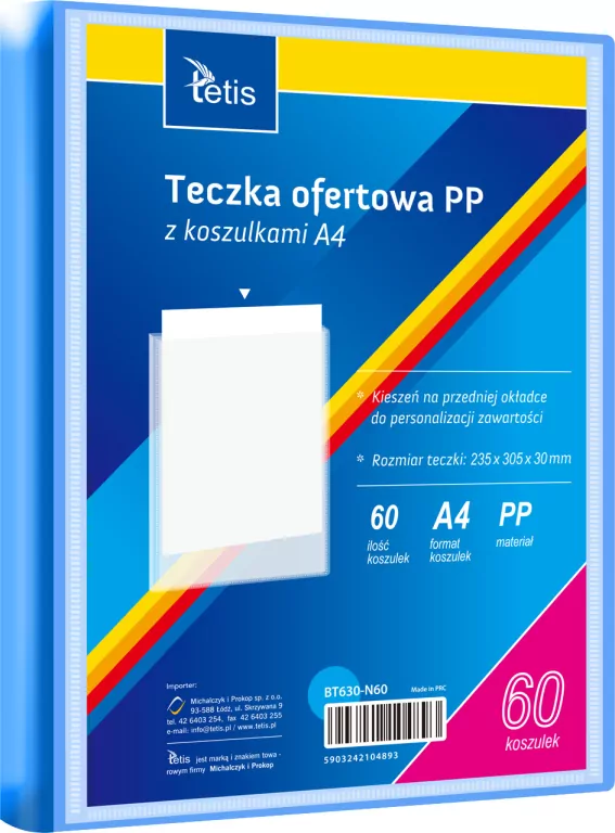 Teczka ofertowa A4 PP + 60 koszulek niebieska - tantis.pl