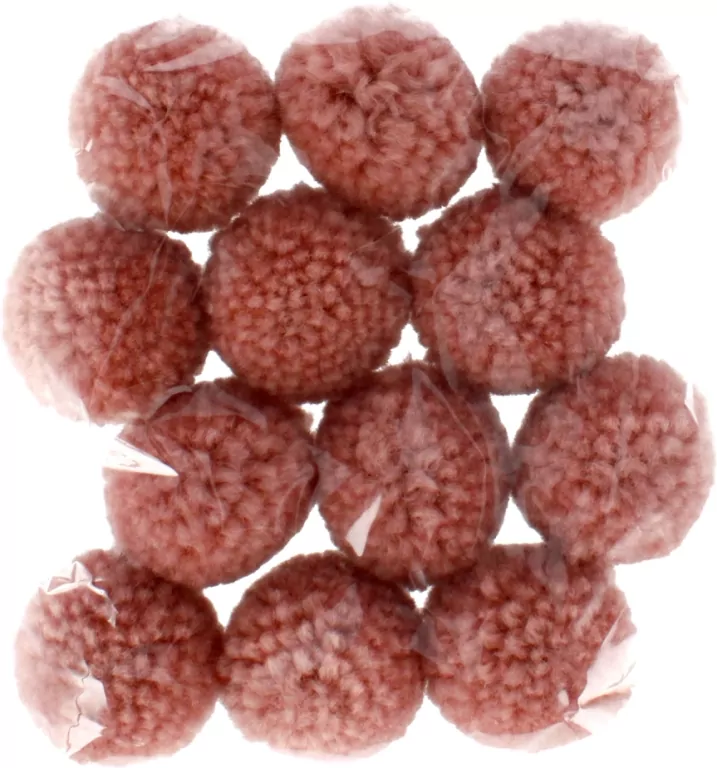 Pompony wełna róż 3cm 12szt - tantis.pl