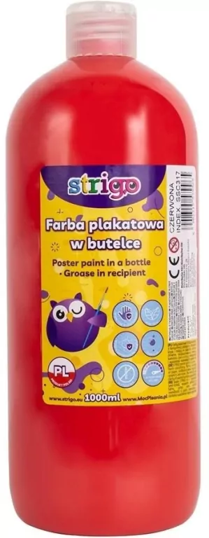 Farba plakatowa w butelce czerwona 1000ml - tantis.pl