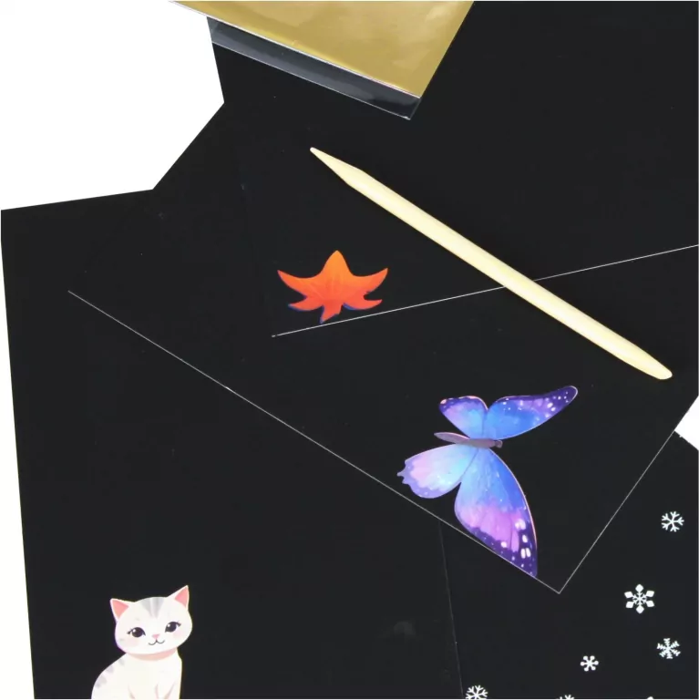 Zestaw kreatywny wydrapywanka z wyklejanką metaliczną - tantis.pl