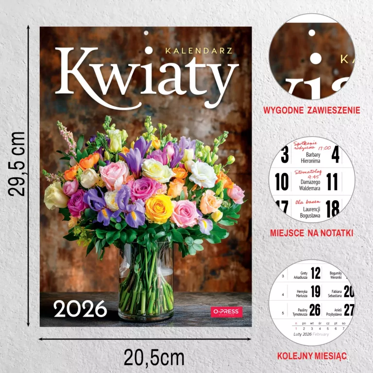 Kalendarz 2026 A4 Wieloplanszowy Kwiaty - tantis.pl