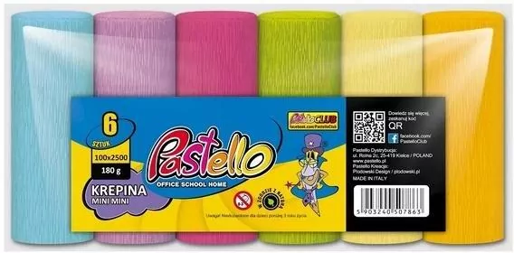 Krepina mini 10x250cm 180g 6 kolorów pastelowych - tantis.pl