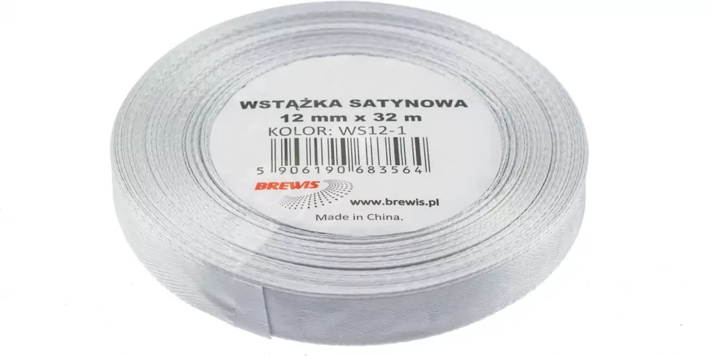Wstążka satynowa. Biała 12mmx32m - tantis.pl