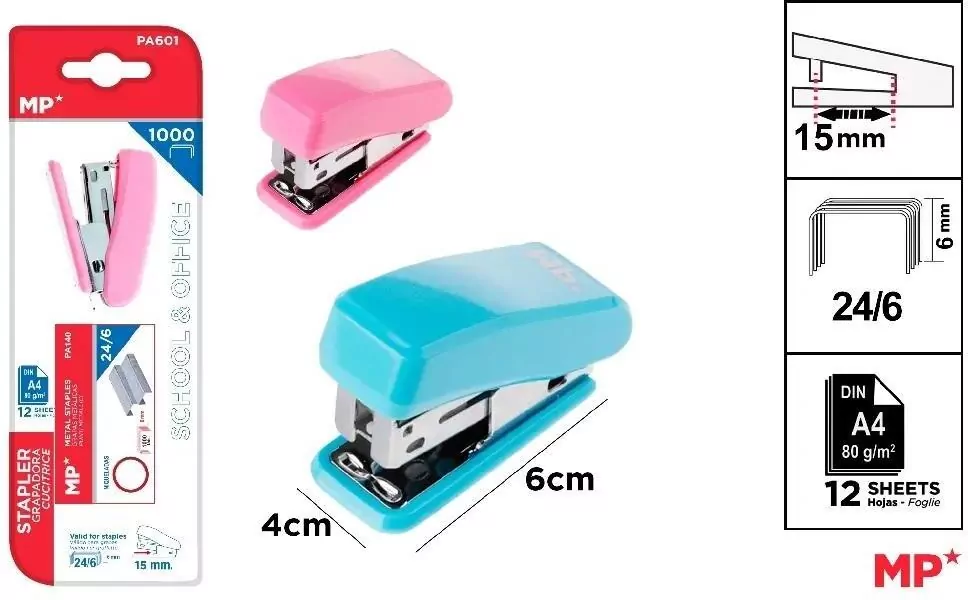 Zszywacz mini 24/6 + zszywki - tantis.pl