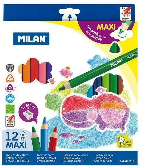 Kredki maxi trójkątne. 12 kolorów MILAN - tantis.pl