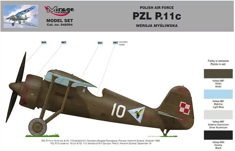 Mirage. Pzl P.11C Seria 09, Model do sklejania - tantis.pl
