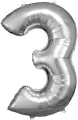 Balon foliowy cyfra 3 srebrna 58x86cm - tantis.pl