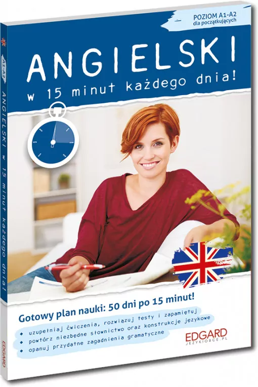Angielski w 15 minut każdego dnia! Poziom A1-A2 dla początkujących. Gotowy plan nauki 50 dni po 15 minut! Uzupełniaj ćwiczenia, rozwiązuj testy i zapamiętuj. Powtórz niezbędne słownictwo oraz konstrukcje językowe. Opanuj przydatne zagadnienia gramatyczne - tantis.pl