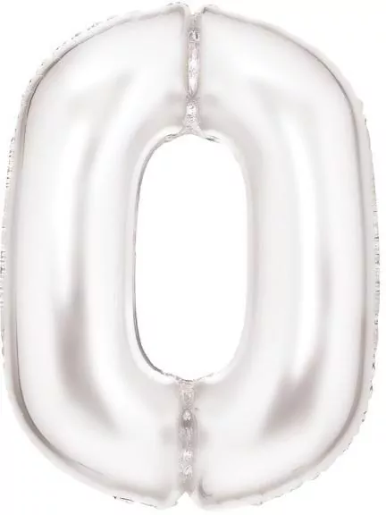 Balon foliowy cyfra 0 satynowa biała 86cm - tantis.pl