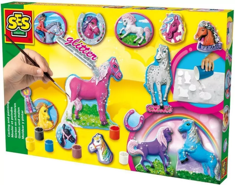 Bajkowe Konie z brokatem. Odlewy gipsowe - tantis.pl