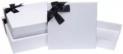 Pudełko prezentowe z kokardą biały ROZETTE