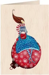 Karnet drewniany C6 + koperta Święta Kobieta na bombce