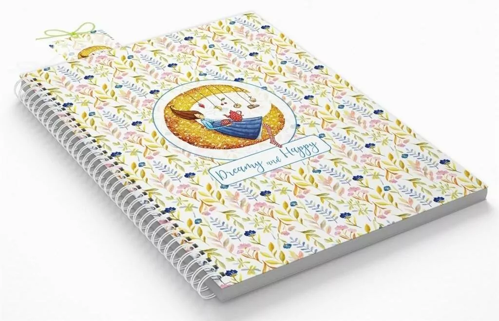 Kołonotatnik ozdobny Księżyc B5 80 kartek w kratkę z zakładką - tantis.pl