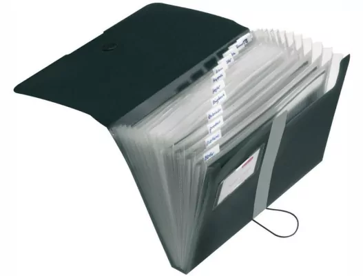 Teczka rozkładana A4 PP 12cz. Czarna