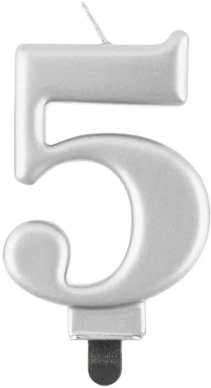 Świeczka B&C 5 metalik srebrna 8,0cm - tantis.pl