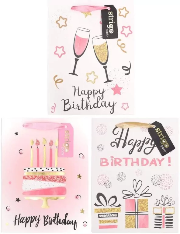 Torba prezentowa Party 18x23x10cm mix STRIGO - tantis.pl