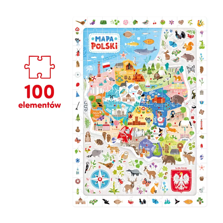 CzuCzu. Puzzle 100 Obserwacyjne. Mapa Polski - tantis.pl