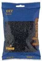 Hama Midi Koraliki w woreczku 3000 czarne - tantis.pl