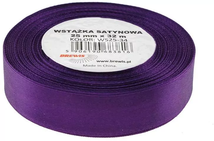 Wstążka satynowa. Fioletowa 25mmx32m - tantis.pl