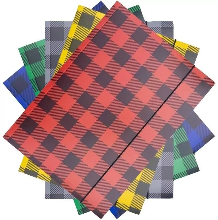 Teczka z gumką A4 krata MIX - tantis.pl