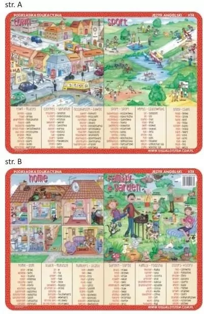 Podkładka edukacyjna. Town, sport, home, family & garden - tantis.pl
