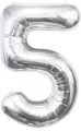 Balon foliowy B&C cyfra 5 srebrna 85cm - tantis.pl