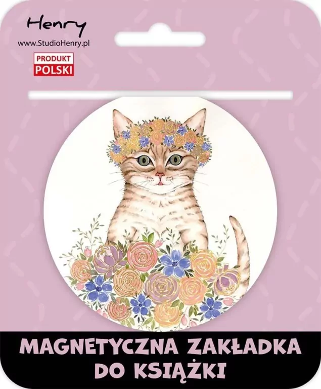Zakładka magnetyczna kulka 2 kot w kwiatach - tantis.pl
