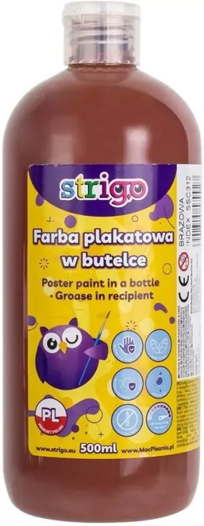 Farba plakatowa w butelce. Brązowa 500ml - tantis.pl
